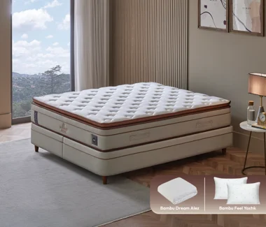 Bamboo Pedic Yatak + Bambu Feel Yastık + Bambu Dream Sıvı Geçirmez  Alez | Yastık ve Alez Hediyeli