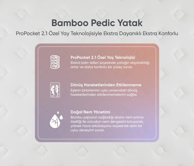 Bamboo Pedic | Pocket Yaylı Yatak, 90x190 cm Detay Resim