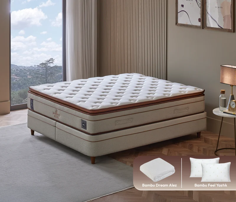 Bamboo Pedic Yatak + Bambu Feel Yastık + Bambu Dream Sıvı Geçirmez  Alez | Yastık ve Alez Hediyeli - Konforlu ve Kaliteli Puffy Ürünleri