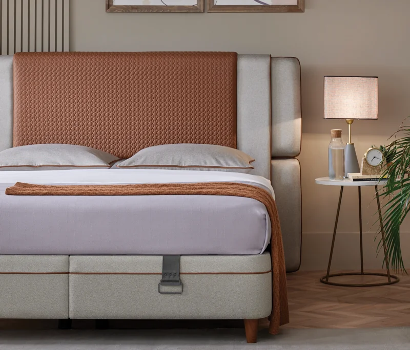 Magnus Pro | Baza, 160x200 cm | Krem - 60201 + Bamboo Pedic | Başlık, 160 cm | Açık Gri - 13601 Detay Resim