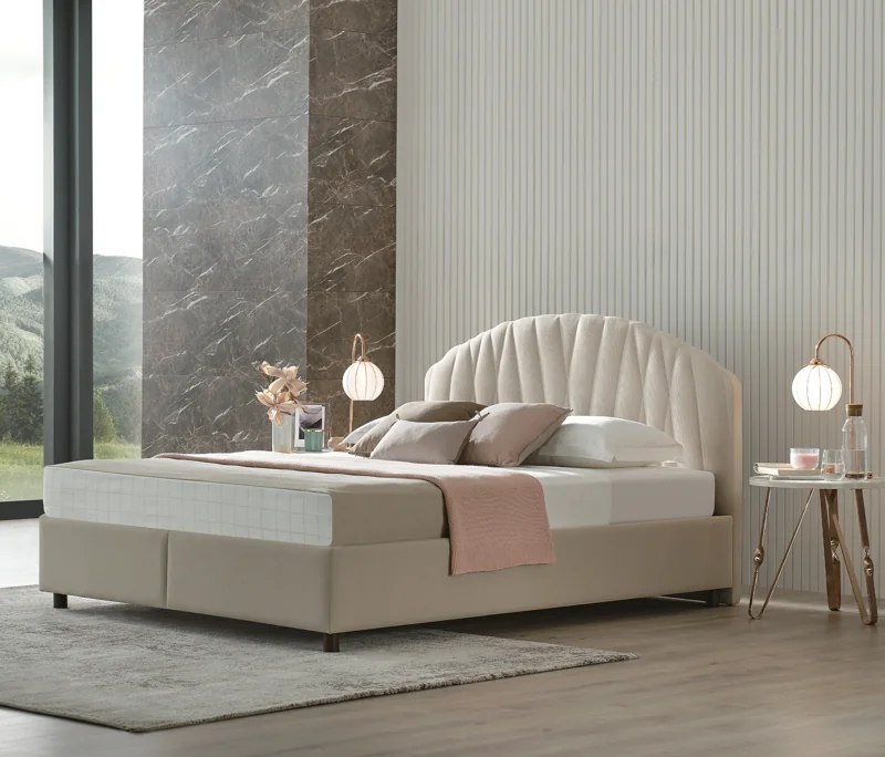Orva | Baza, 100x200 cm | Krem - 11122 + Vera | Başlık, 100 cm | Yeni Krem - 40133 - Konforlu ve Kaliteli Puffy Ürünleri