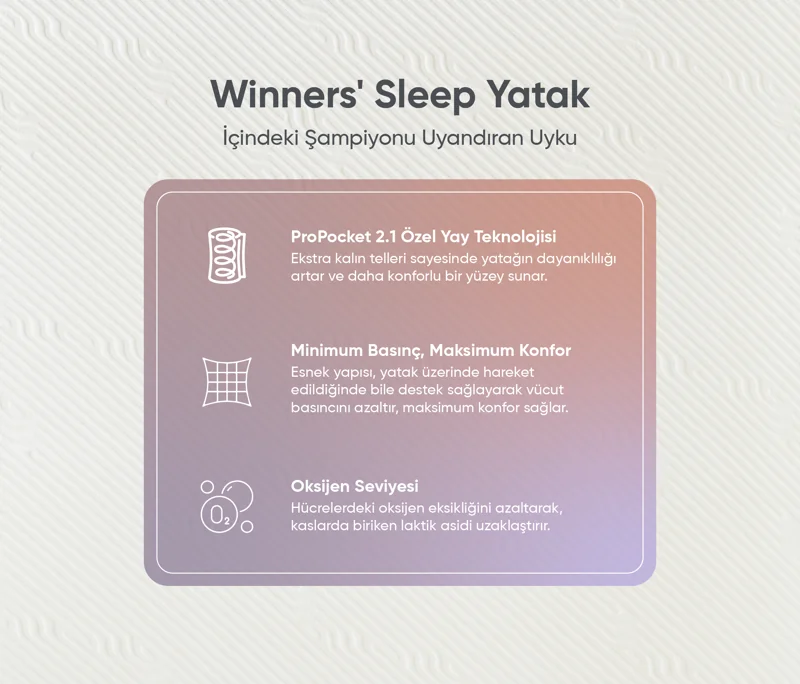 Winners'' Sleep Yatak + Winners'' Sleep Yastık | Yastık Hediyeli Detay Resim